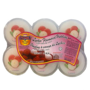 PEARL Lychee Flavoured Pudding with Nata de Coco (6 Cups x 110g)