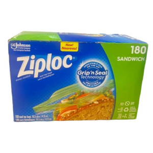 Ziploc Brand Sandwich Bags with Grip 'n Seal Technology, 180